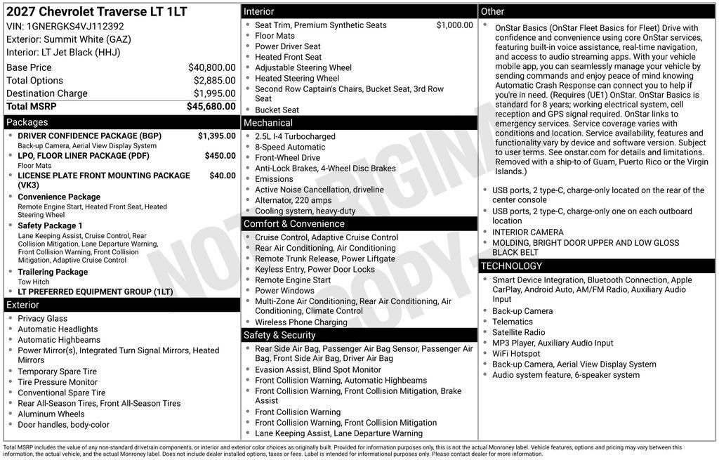 2027 Chevrolet Traverse LT