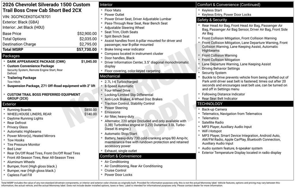 2026 Chevrolet Silverado 1500 Custom Trail Boss